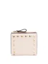 Valentino Rockstud Compact Wallet In Beige