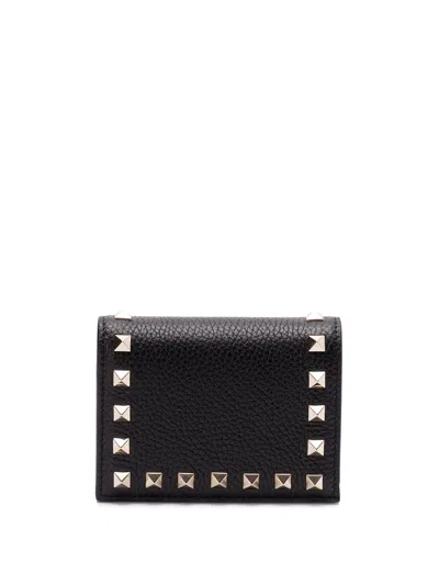 Valentino Garavani `rockstud` Flap French Wallet In Black  