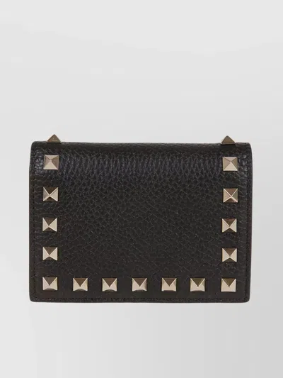 Valentino Garavani Rockstud Flap Leather Wallet In Animal Print