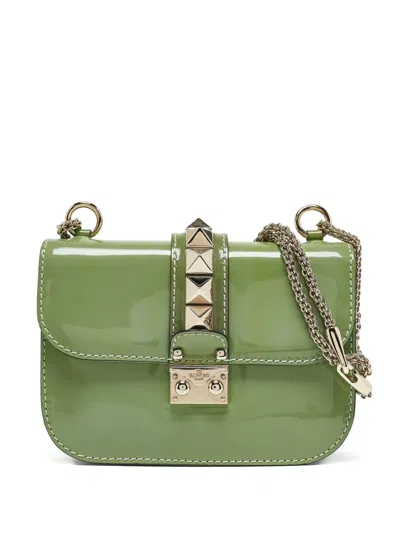 Pre-owned Valentino Garavani Rockstud Flap Shoulder Bag In Green