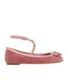 Valentino 5mm Rockstud Velvet Ballerina Flats In Pink
