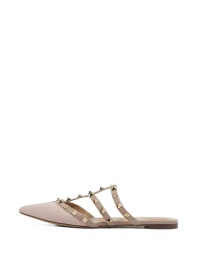 Pre-owned Valentino Garavani Rockstud Flat Mules In Pink