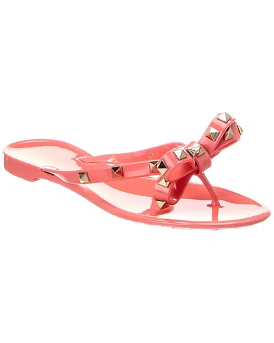 Valentino Garavani Elegant Bow-detail Sandals With Platinum-finish Studs And 5mm Heel Height In Pink