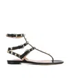 Valentino Rockstud Calfskin Flat Flip-flop Sandal In Black