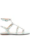 Valentino Rockstud T05 Flats Sandals In Blue
