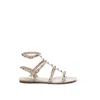 Valentino Rockstud Flat Sandals In Neutral