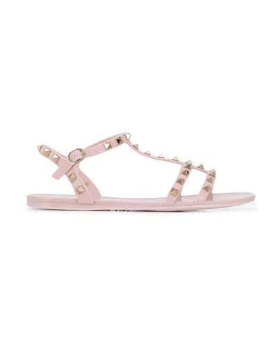 Valentino Garavani Rockstud Flat Sandals In Pink