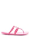 Valentino Rockstud Clip Foot Flip-flops In Pink