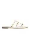 Valentino Garavani Leather Rockstud Sandals In White