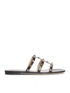 Valentino Garavani Rockstud Leather Flat Sandals In Black