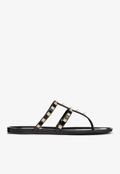 VALENTINO GARAVANI ROCKSTUD FLAT THONG SANDALS