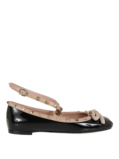 Valentino Garavani Rockstud Leather Flats In Black