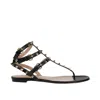 Valentino Rockstud Calfskin Flat Flip-flop Sandal In Black