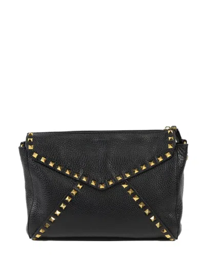 Pre-owned Valentino Garavani Rockstud Flip-lock Shoulder Bag In Black