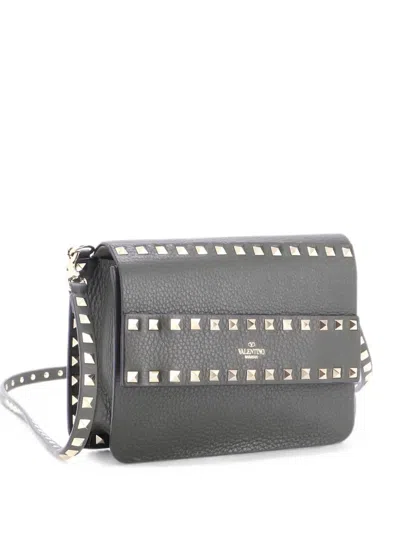 Pre-owned Valentino Garavani Rockstud Front Handle Flap Bag Leather Small Crossbody Bag In Green