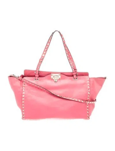 Pre-owned Valentino Garavani Rockstud Garavani Rockstud Medium Trapeze Tote Bag Medium In Red