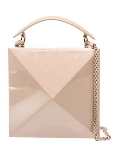 Pre-owned Valentino Garavani Rockstud Geometric Clutch Bag W/ Tags In Neutral
