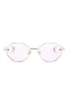 Valentino Rockstud Geometric-frame Sunglasses In Gold