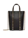 VALENTINO GARAVANI ROCKSTUD GRAINED CALFSKIN CHAIN CLUTCH BAG