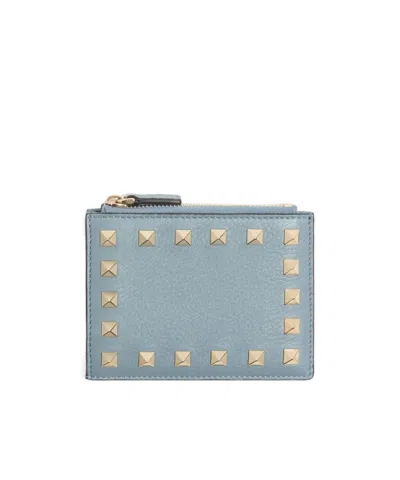 Valentino Garavani Rockstud Leather Coin And Card Purse In White