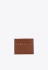 Valentino Vlogo Signature Leather Card Holder In Brown