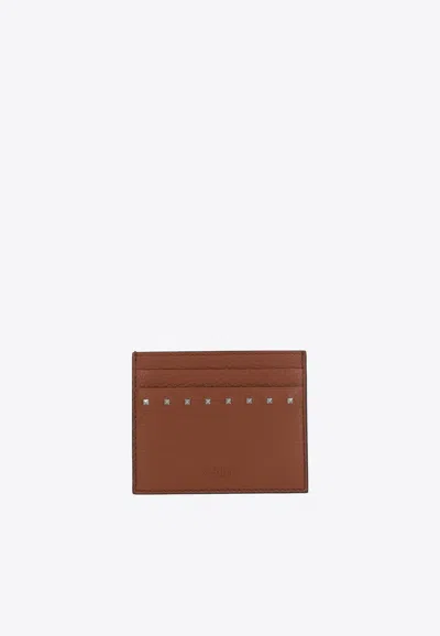 VALENTINO GARAVANI ROCKSTUD GRAINED LEATHER CARDHOLDER