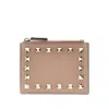 Valentino 'rockstud' Grained Leather Coin Purse In Pink
