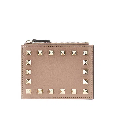 Valentino Garavani 'rockstud' Grained Leather Coin Purse In Pink