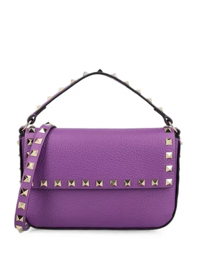 Valentino Garavani Valentino Rockstud Grainy Leather Crossbody In Purple