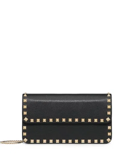 Valentino Garavani Rockstud Grained-leather Cross Body Bag In Black