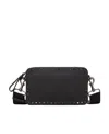 Valentino Garavani Rockstud Grainy Calfskin Crossbody Bag In Black