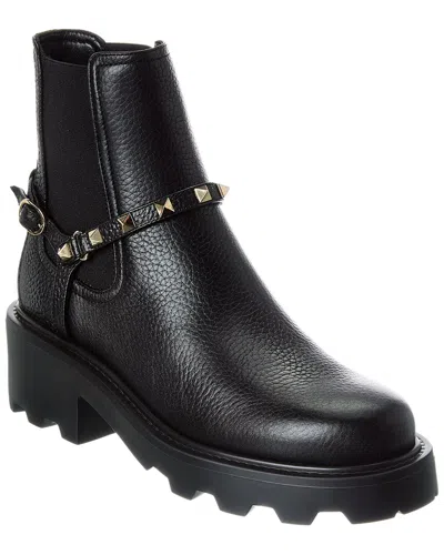 VALENTINO GARAVANI VALENTINO ROCKSTUD GRAINY LEATHER BOOT