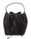 Valentino Rockstud Grainy Leather Bucket Bag (authentic ) In Black