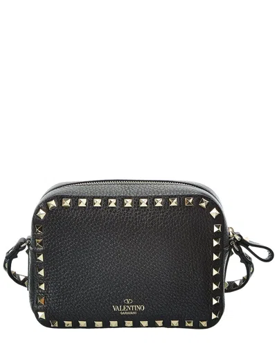 Valentino Garavani Valentino Rockstud Grainy Leather Camera Bag In Black