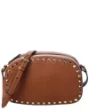 Valentino Rockstud Grainy Leather Camera Bag In Brown