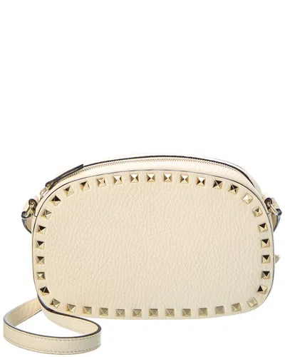 Valentino Garavani Valentino Rockstud Grainy Leather Camera Bag In Neutral