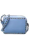 Valentino Rockstud Grainy Leather Camera Bag In Pink