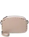 Valentino Rockstud Grainy Leather Camera Bag In Neutral