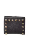 Valentino Rockstud Grainy Leather Card Case In Black