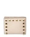 Valentino Rockstud Grainy Leather Card Case In White