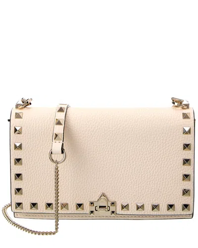 Valentino Garavani Valentino Rockstud Grainy Leather Crossbody In Neutral