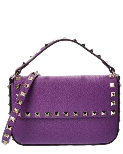 Valentino Garavani Valentino Rockstud Grainy Leather Crossbody In Black