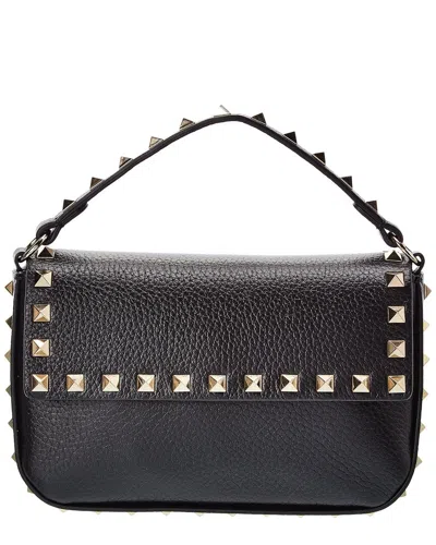 Valentino Garavani Rockstud Grainy Leather Crossbody In Black