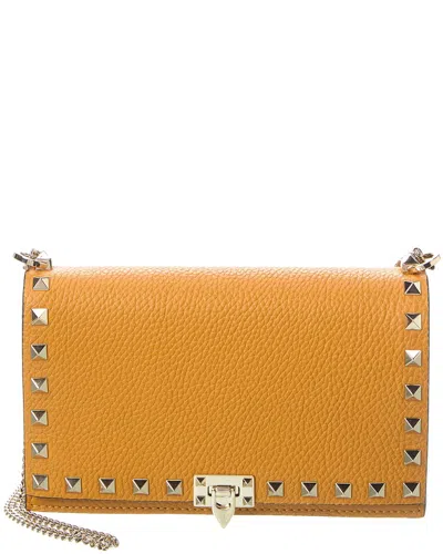 Valentino Garavani Valentino Rockstud Grainy Leather Crossbody In Brown