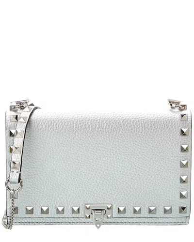 Valentino Garavani Rockstud Grainy Leather Crossbody In White