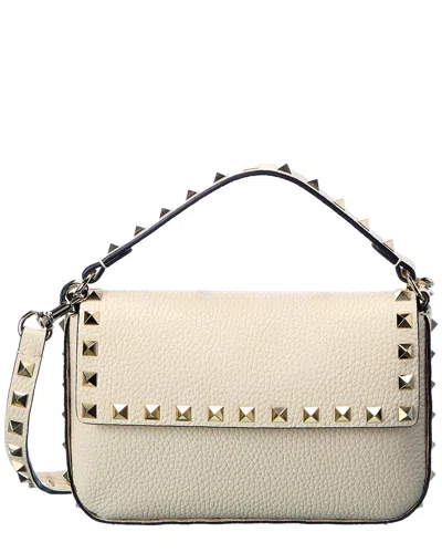 Valentino Garavani Valentino Rockstud Grainy Leather Crossbody In White