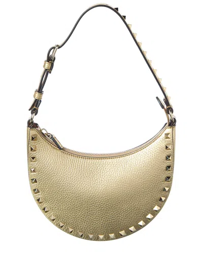 Valentino Garavani Valentino Rockstud Grainy Leather Hobo Bag In Neutral