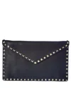 Valentino Rockstud Grainy Leather Pouch In Black