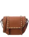 Valentino Garavani Valentino Rockstud Grainy Leather Shoulder Bag In Brown