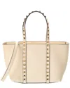 Valentino Sand Leather Small Rockstud Shopping Bag